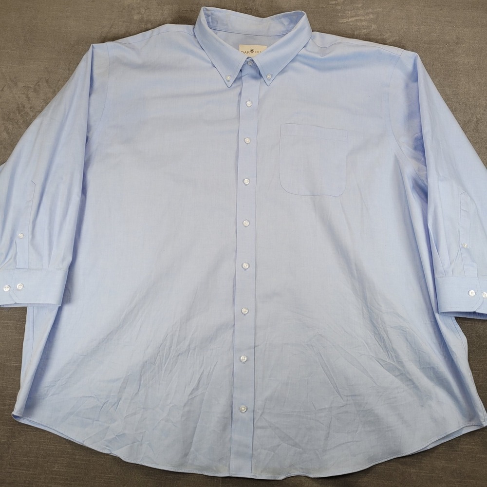 Oak Hill Mens Dress Shirt 22 34/35 Light Blue Classic Fit Non-Iron Button Down